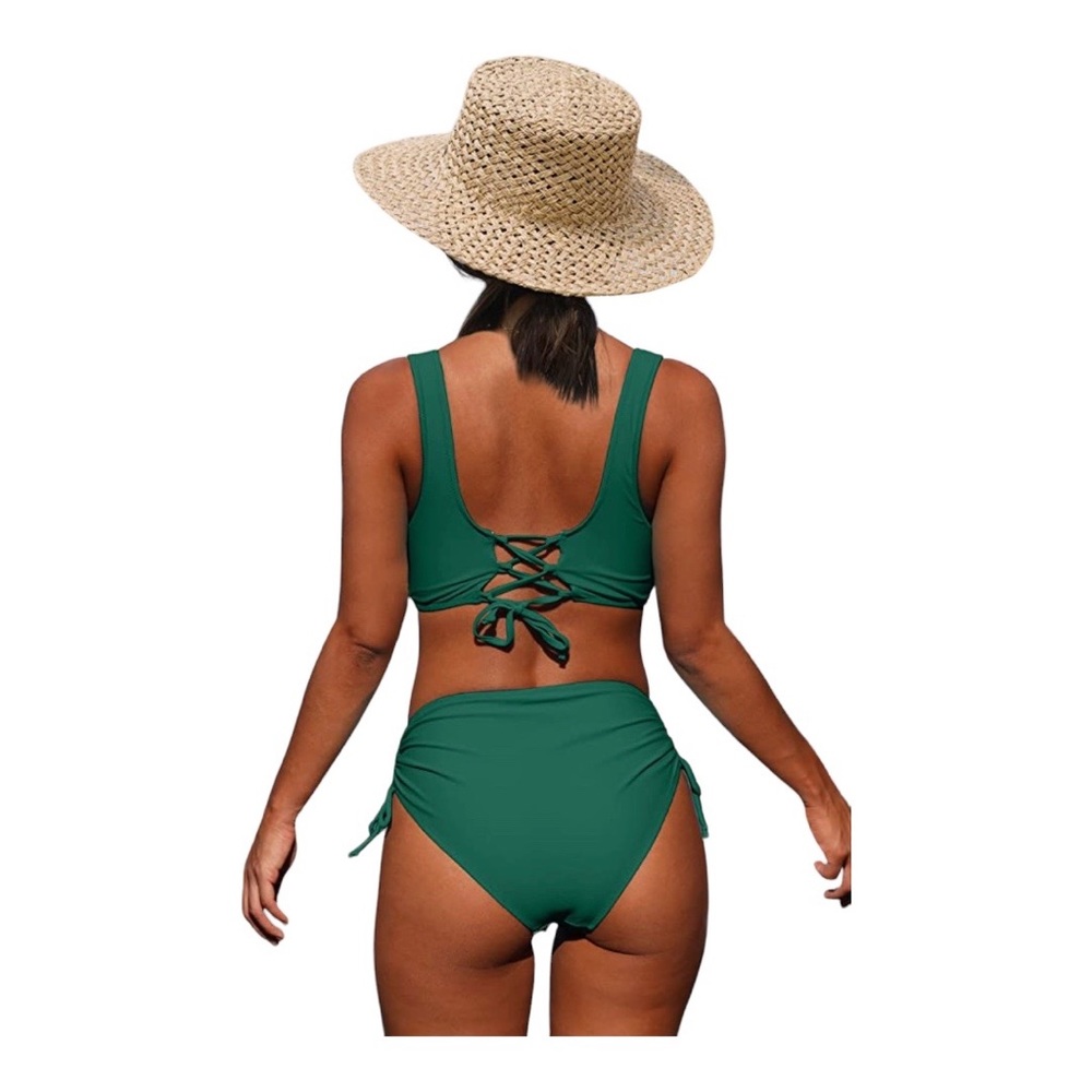 Beachsissi Front Twist Bikini Top Green Size L - Picture 3 of 5